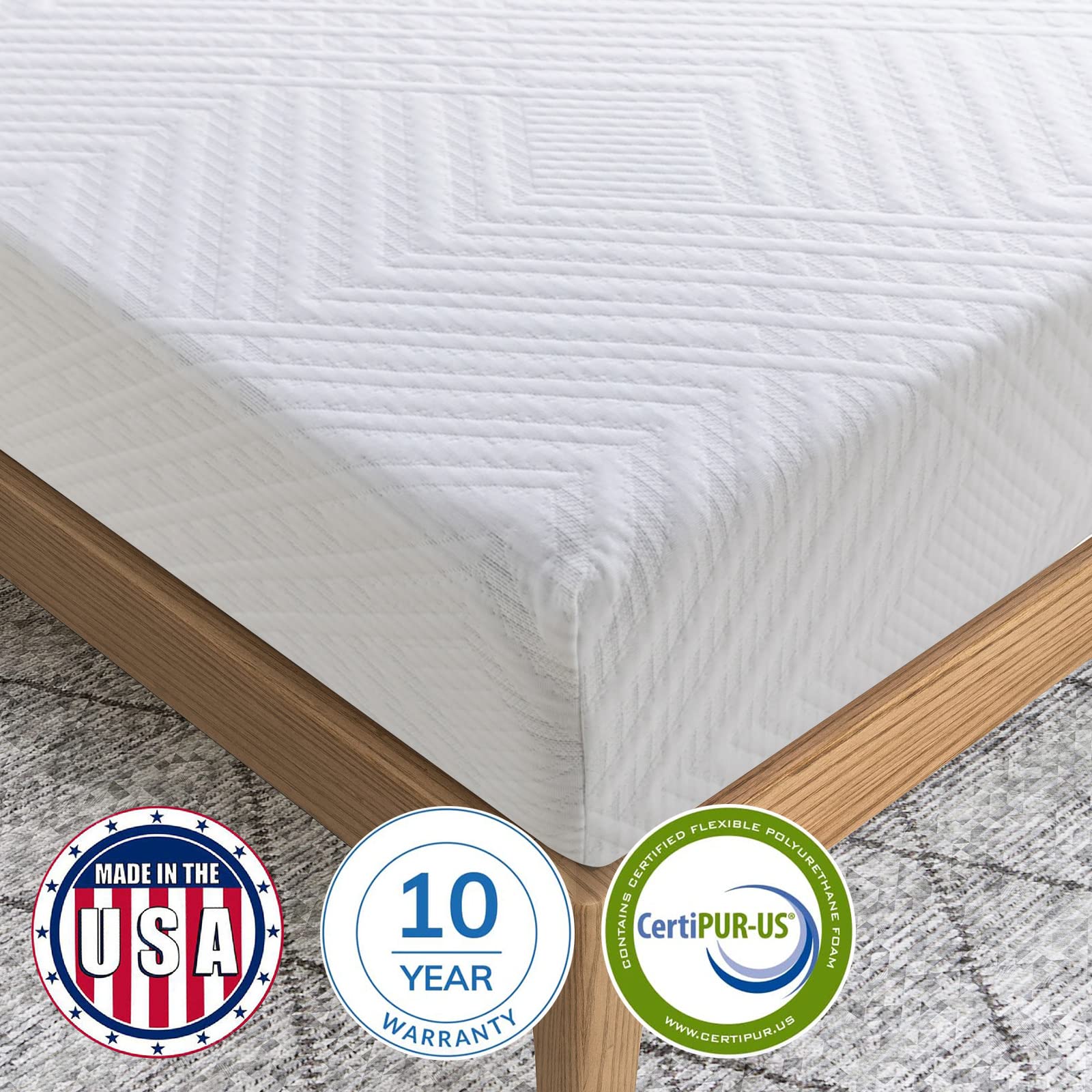 Liferecord 8 Inch Queen Mattress In A Box, Gel Memory Foam Mattresses Made In Usa For Queen Bed, Medium Firm, White